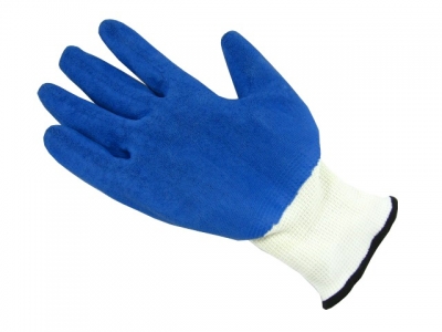 Rękawice poliestrowe powlekane latexem niebieskie 11